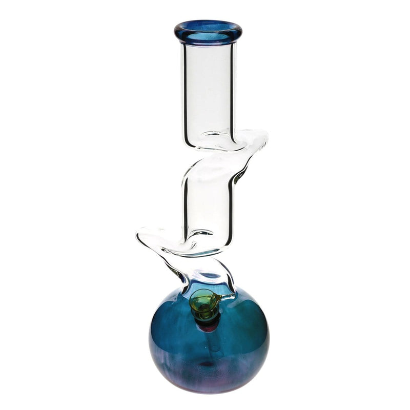 Biohazard Inc Glass Bong 12" Two Elbow Water Pipe w/ Slide - Metallic