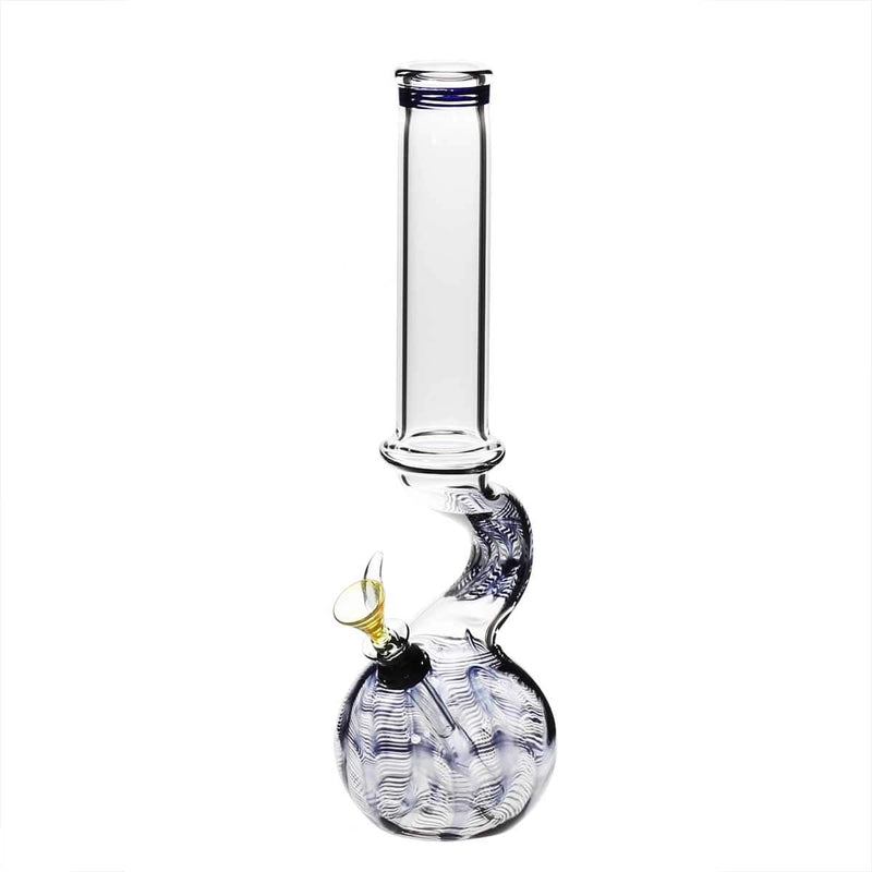 Biohazard Inc Glass Bong 13" 38mm Bend Water Pipe w/ Slide - Black Rake