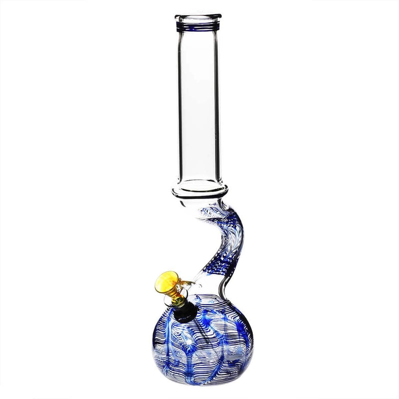 Biohazard Inc Glass Bong 13" 38mm Bend Water Pipe w/ Slide - Blue Rake