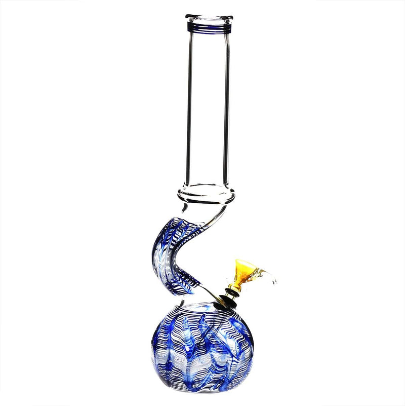 Biohazard Inc Glass Bong 13" 38mm Bend Water Pipe w/ Slide - Blue Rake