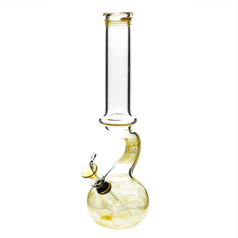 Biohazard Inc Glass Bong 13" 38mm Bend Water Pipe w/ Slide - Yellow Rake