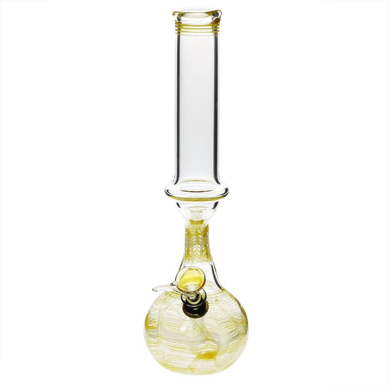 Biohazard Inc Glass Bong 13" 38mm Bend Water Pipe w/ Slide - Yellow Rake