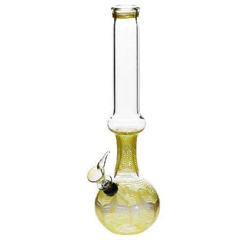 Biohazard Inc Glass Bong 13" 38mm Ring Water Pipe w/ Slide - Yellow Rake