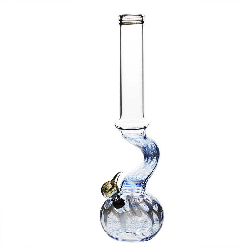 Biohazard Inc Glass Bong 13" 44mm Bend Water Pipe w/ Slide - Blue Rake