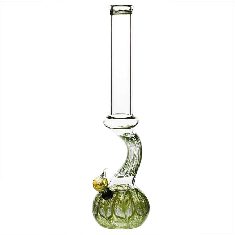 Biohazard Inc Glass Bong 13" 44mm Bend Water Pipe w/ Slide - Green Rake