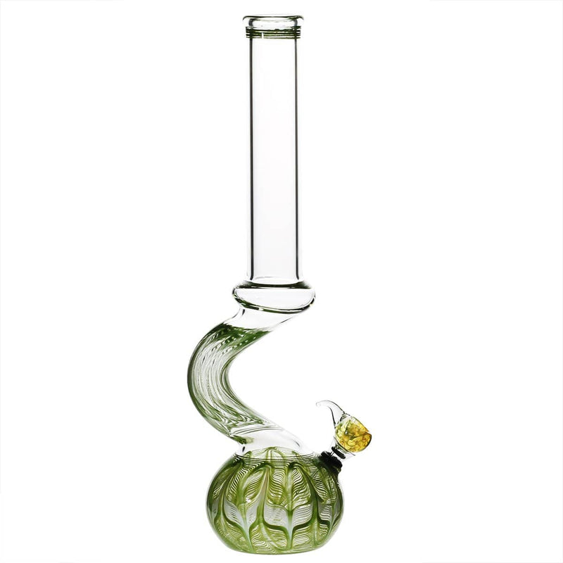 Biohazard Inc Glass Bong 13" 44mm Bend Water Pipe w/ Slide - Green Rake