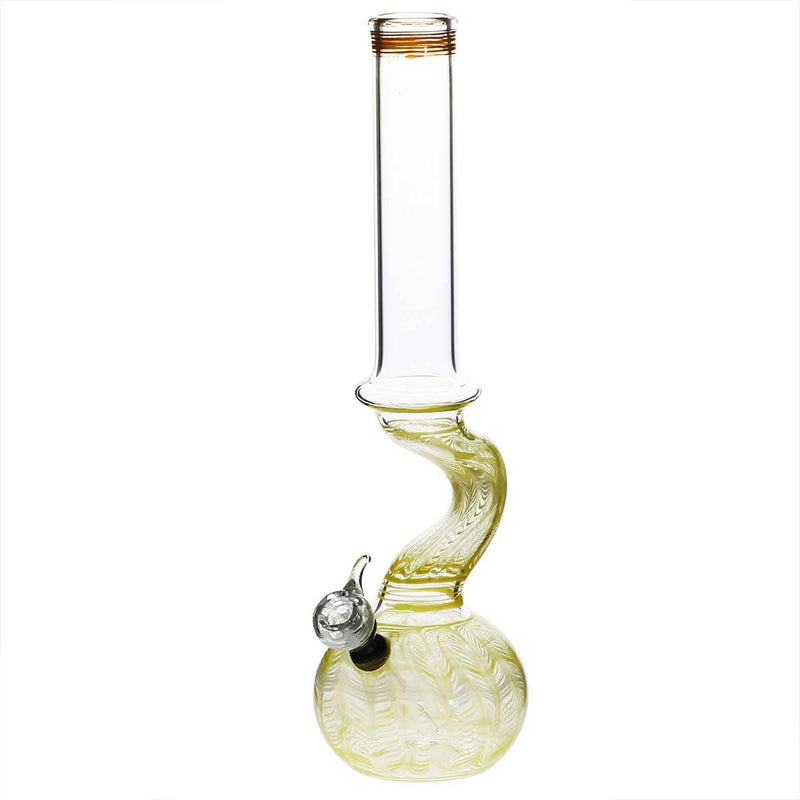 Biohazard Inc Glass Bong 13" 44mm Bend Water Pipe w/ Slide - Yellow Rake