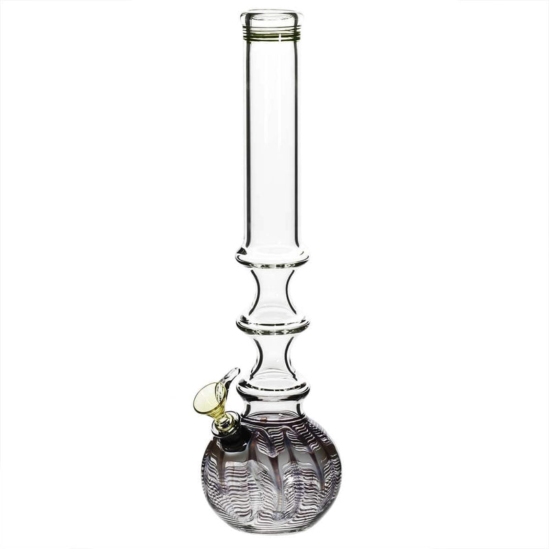 Biohazard Inc Glass Bong 14" 38mm Three Ring Water Pipe w/ Slide - Black Rake