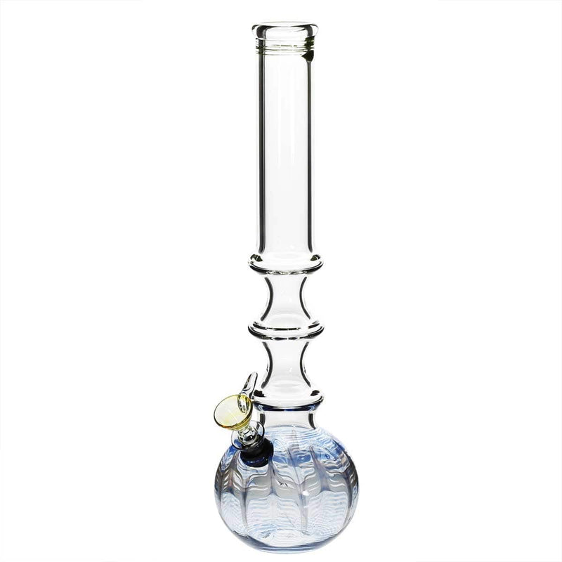 Biohazard Inc Glass Bong 14" 38mm Three Ring Water Pipe w/ Slide - Blue Rake