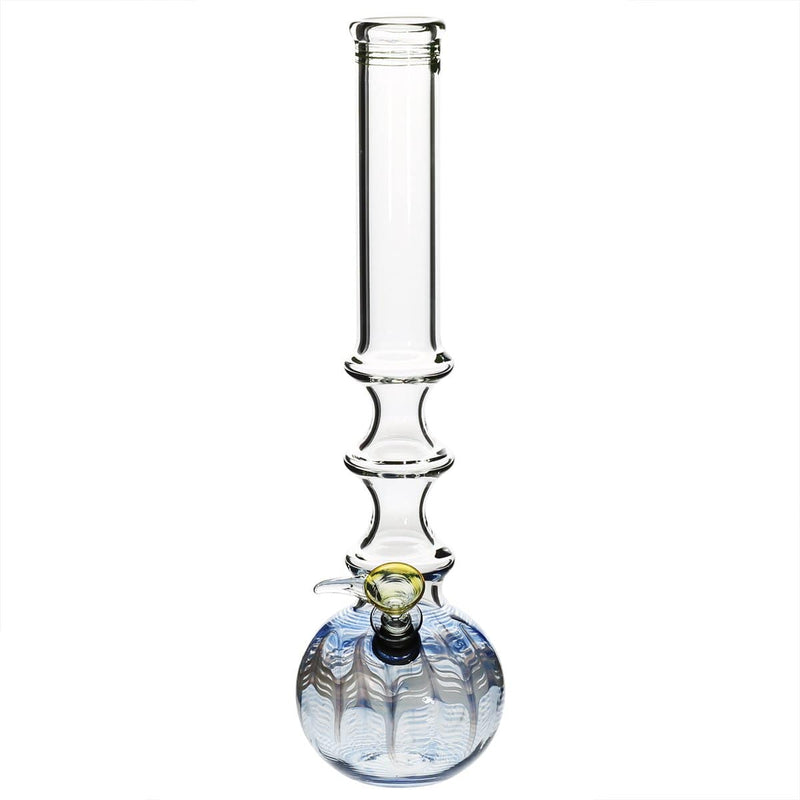 Biohazard Inc Glass Bong 14" 38mm Three Ring Water Pipe w/ Slide - Blue Rake