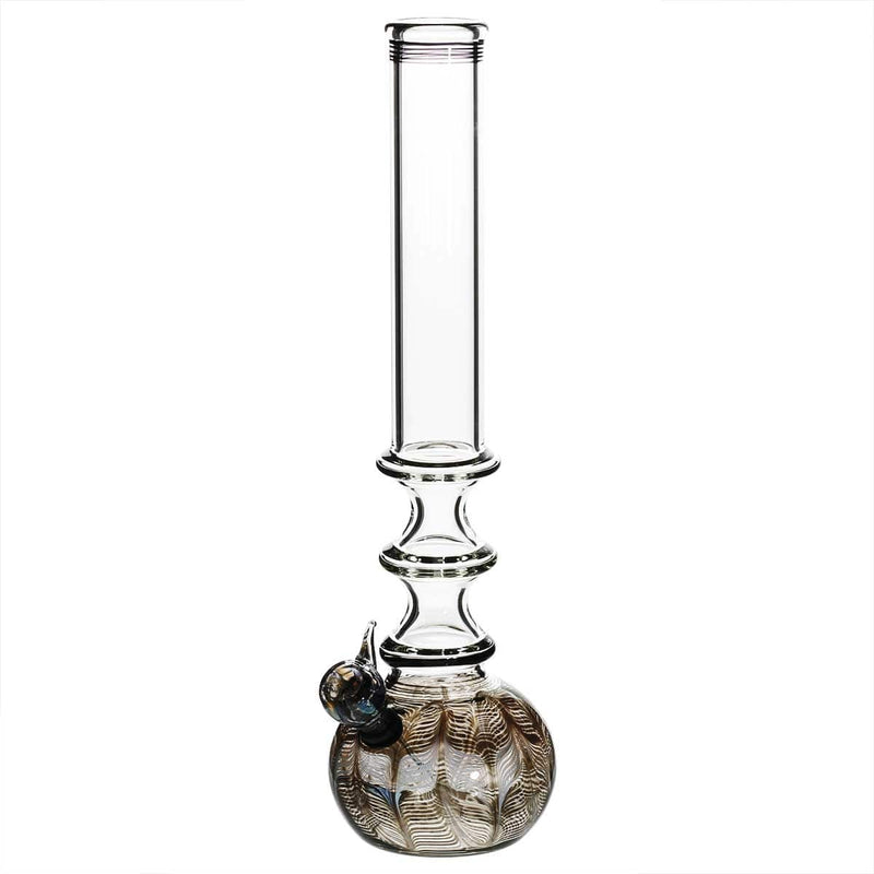 Biohazard Inc Glass Bong 14" 44mm Three Ring Water Pipe w/ Slide - Black Rake