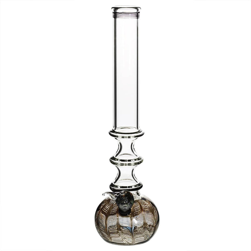 Biohazard Inc Glass Bong 14" 44mm Three Ring Water Pipe w/ Slide - Black Rake