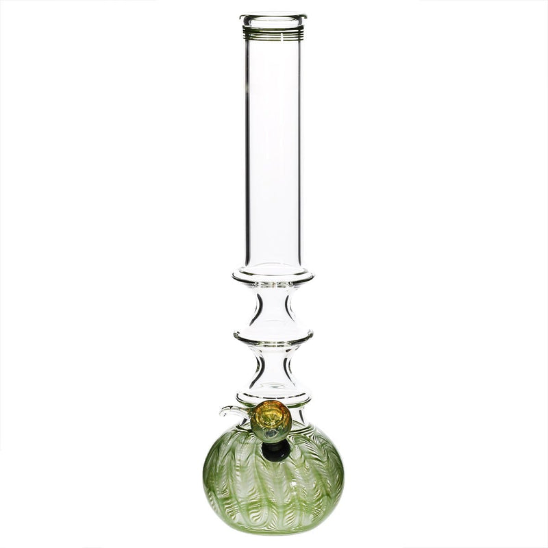 Biohazard Inc Glass Bong 14" 44mm Three Ring Water Pipe w/ Slide - Green Rake