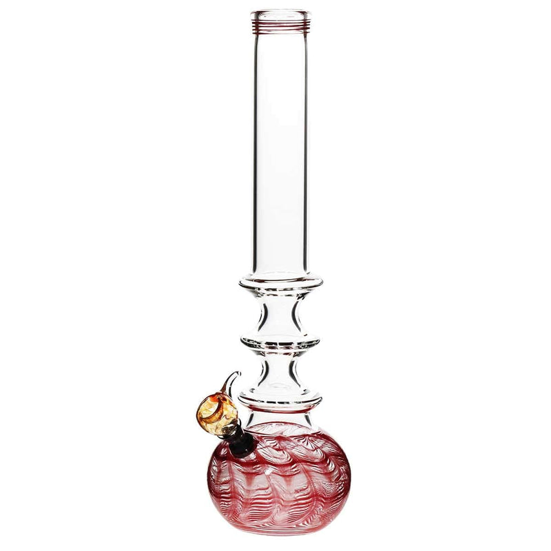 Biohazard Inc Glass Bong 14" 44mm Three Ring Water Pipe w/ Slide - Red Rake