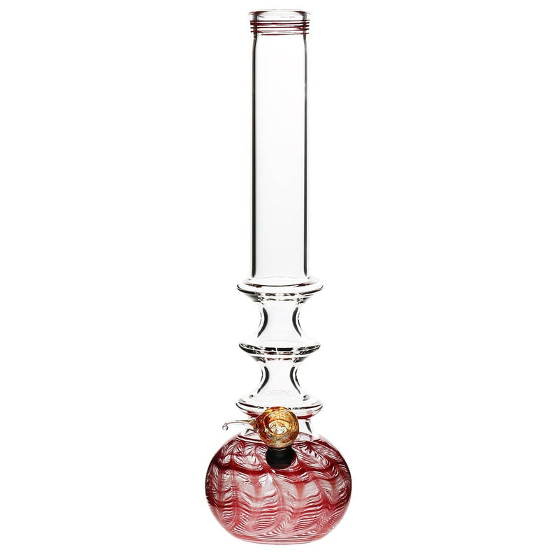 Biohazard Inc Glass Bong 14" 44mm Three Ring Water Pipe w/ Slide - Red Rake