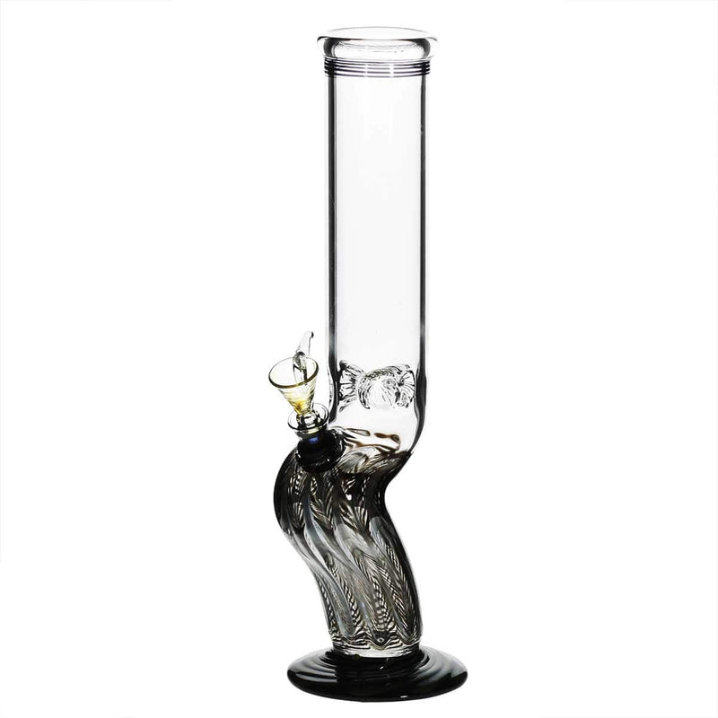 Biohazard Inc Glass Bong 14" Bend Straight Water Pipe w/ Slide - Black Rake