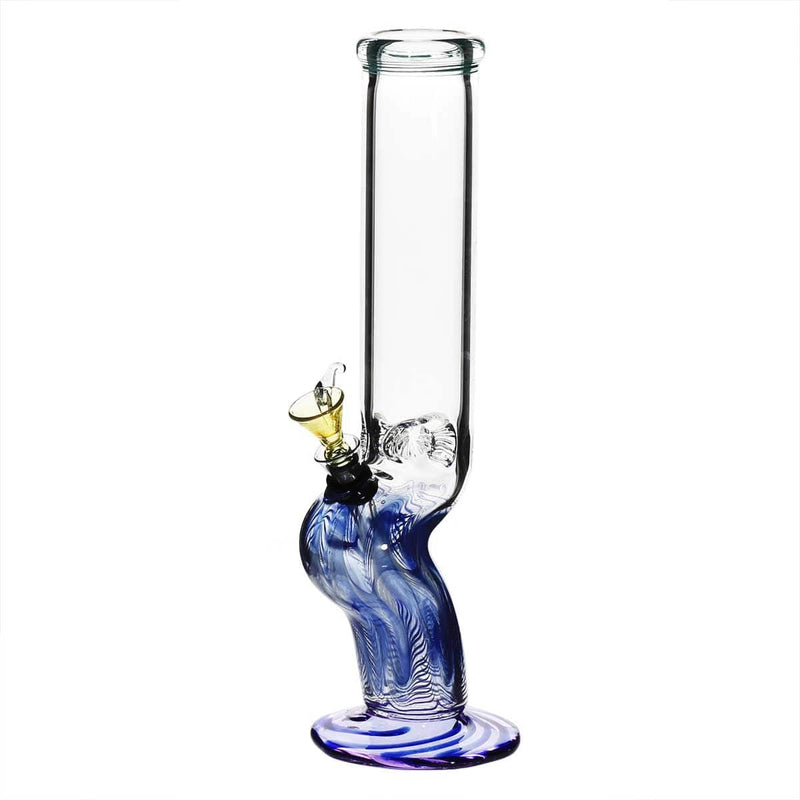 Biohazard Inc Glass Bong 14" Bend Straight Water Pipe w/ Slide - Blue Rake