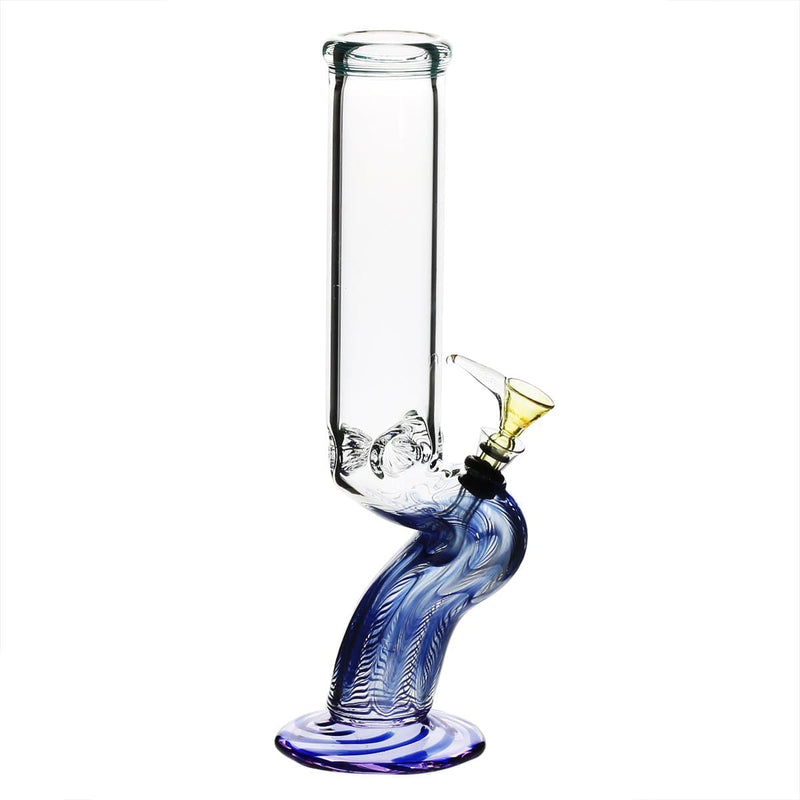 Biohazard Inc Glass Bong 14" Bend Straight Water Pipe w/ Slide - Blue Rake