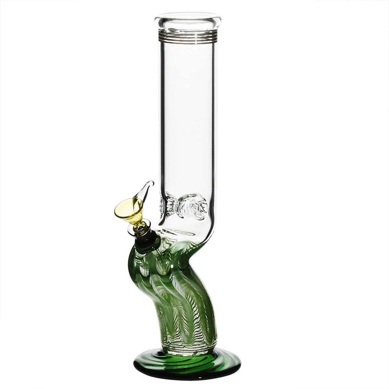 Biohazard Inc Glass Bong 14" Bend Straight Water Pipe w/ Slide - Green Rake