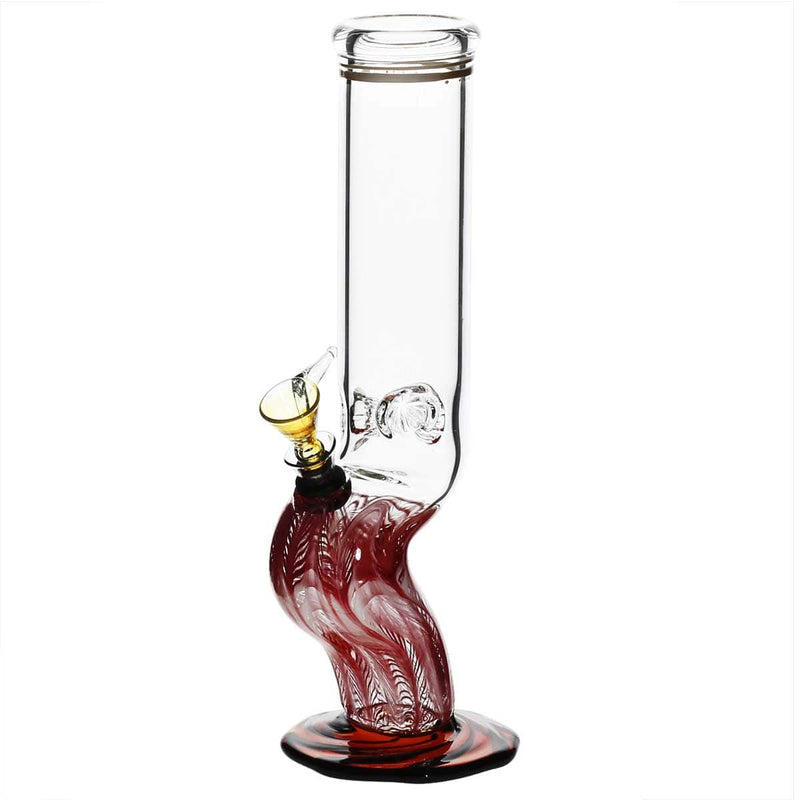 Biohazard Inc Glass Bong 14" Bend Straight Water Pipe w/ Slide - Red Rake