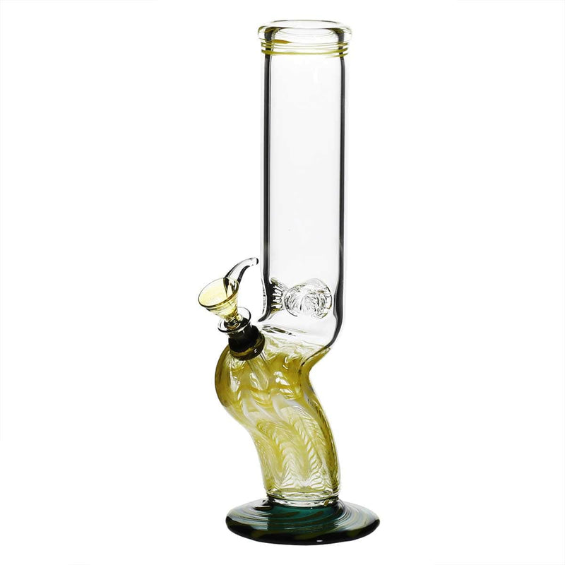 Biohazard Inc Glass Bong 14" Bend Straight Water Pipe w/ Slide - Yellow Rake