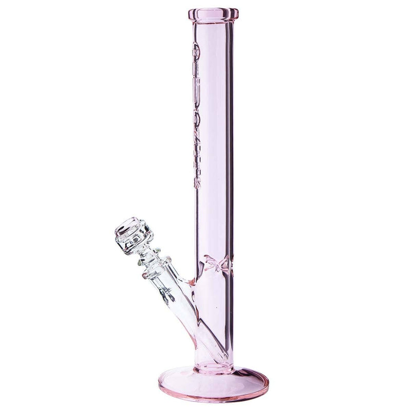 Biohazard Inc Glass Bong 14" PURE 3D Emboss Straight Female 19mm - Pink