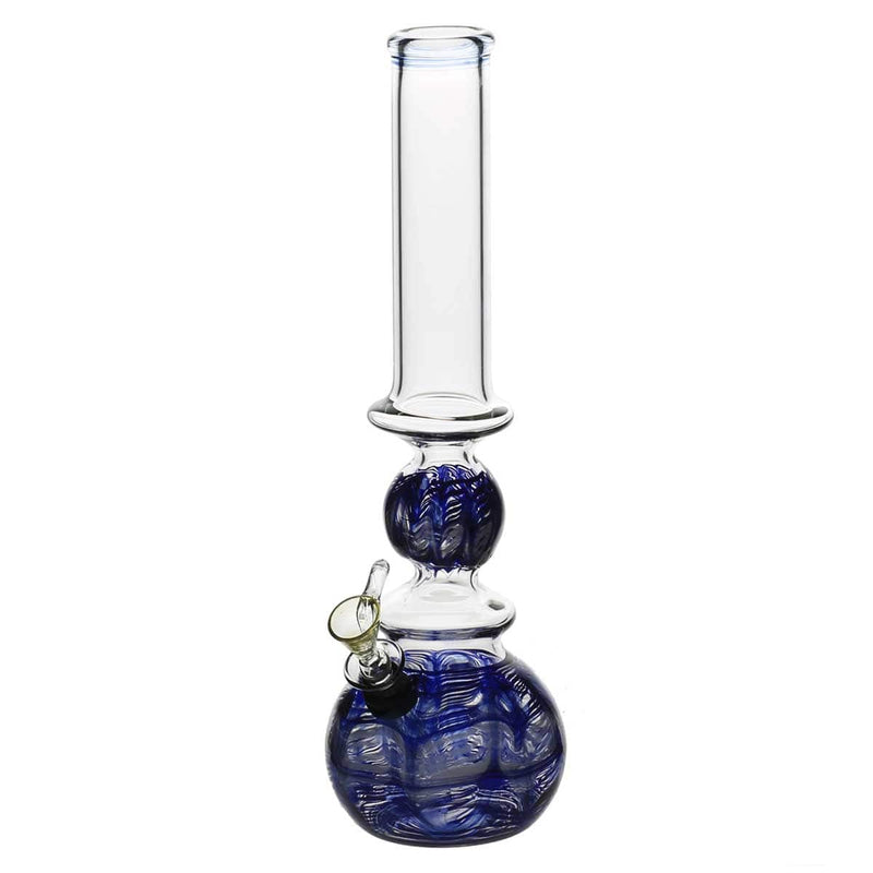 Biohazard Inc Glass Bong 14" Ring Bubble Ring Water Pipe w/ Slide - Blue Rake