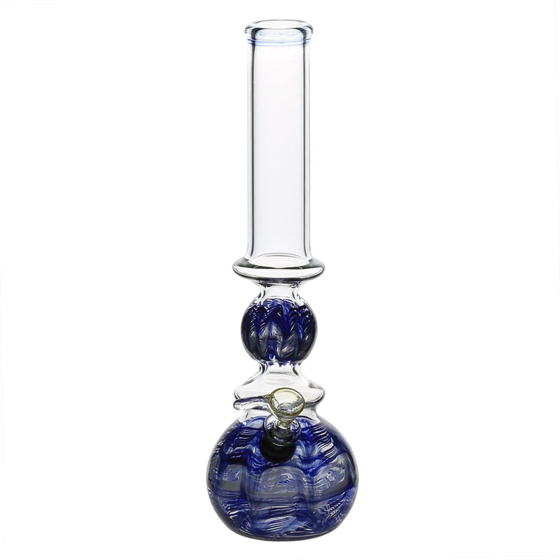 Biohazard Inc Glass Bong 14" Ring Bubble Ring Water Pipe w/ Slide - Blue Rake