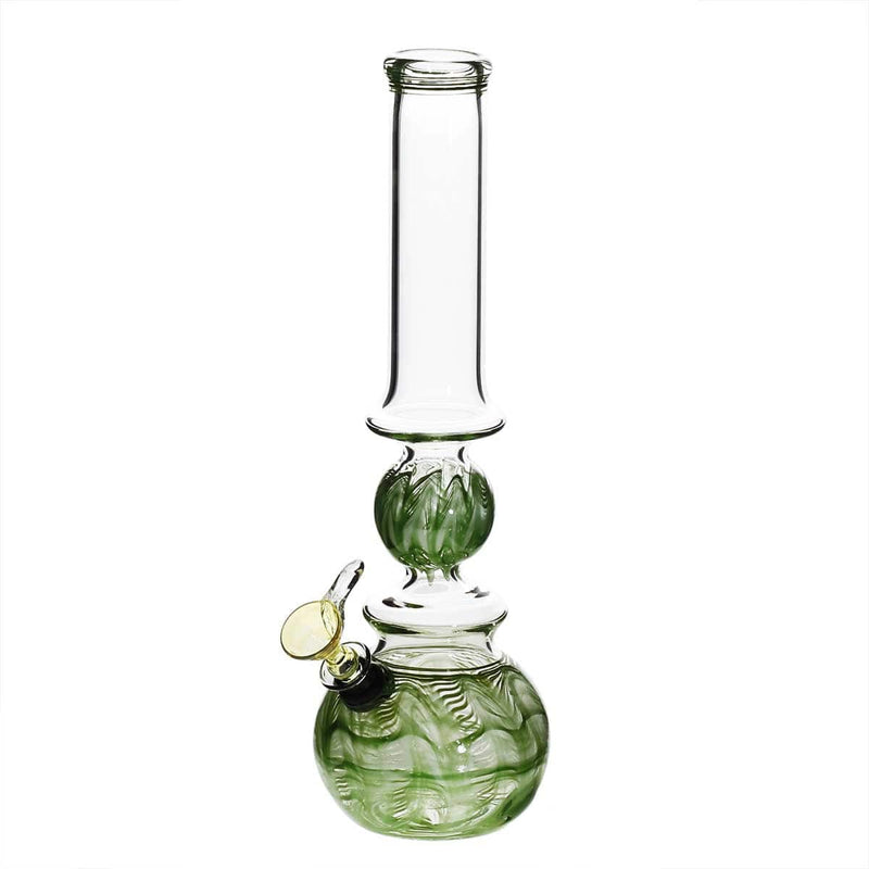 Biohazard Inc Glass Bong 14" Ring Bubble Ring Water Pipe w/ Slide - Green Rake