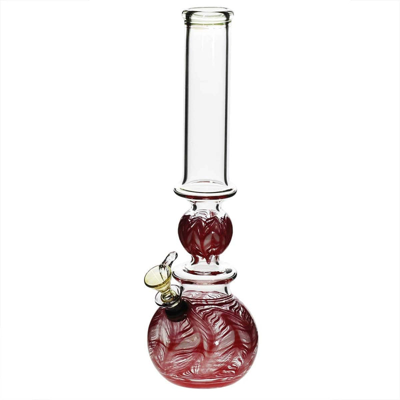 Biohazard Inc Glass Bong 14" Ring Bubble Ring Water Pipe w/ Slide - Red Rake