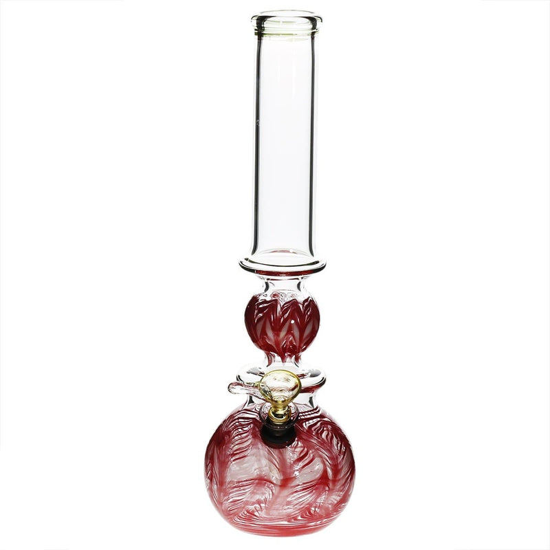 Biohazard Inc Glass Bong 14" Ring Bubble Ring Water Pipe w/ Slide - Red Rake