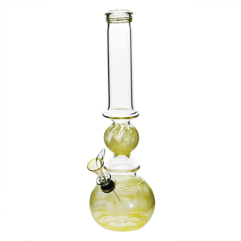 Biohazard Inc Glass Bong 14" Ring Bubble Ring Water Pipe w/ Slide - Yellow Rake