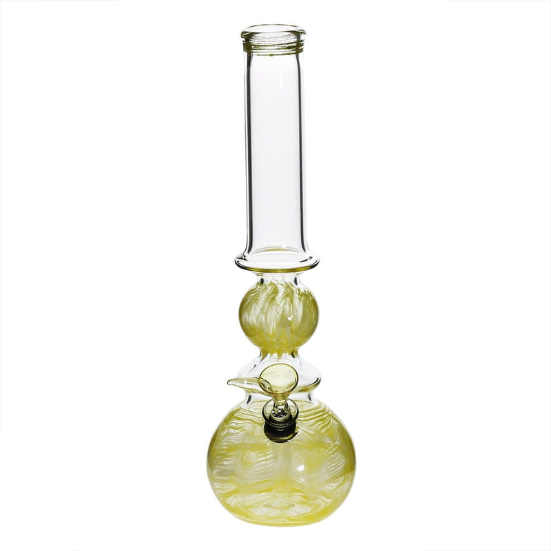 Biohazard Inc Glass Bong 14" Ring Bubble Ring Water Pipe w/ Slide - Yellow Rake