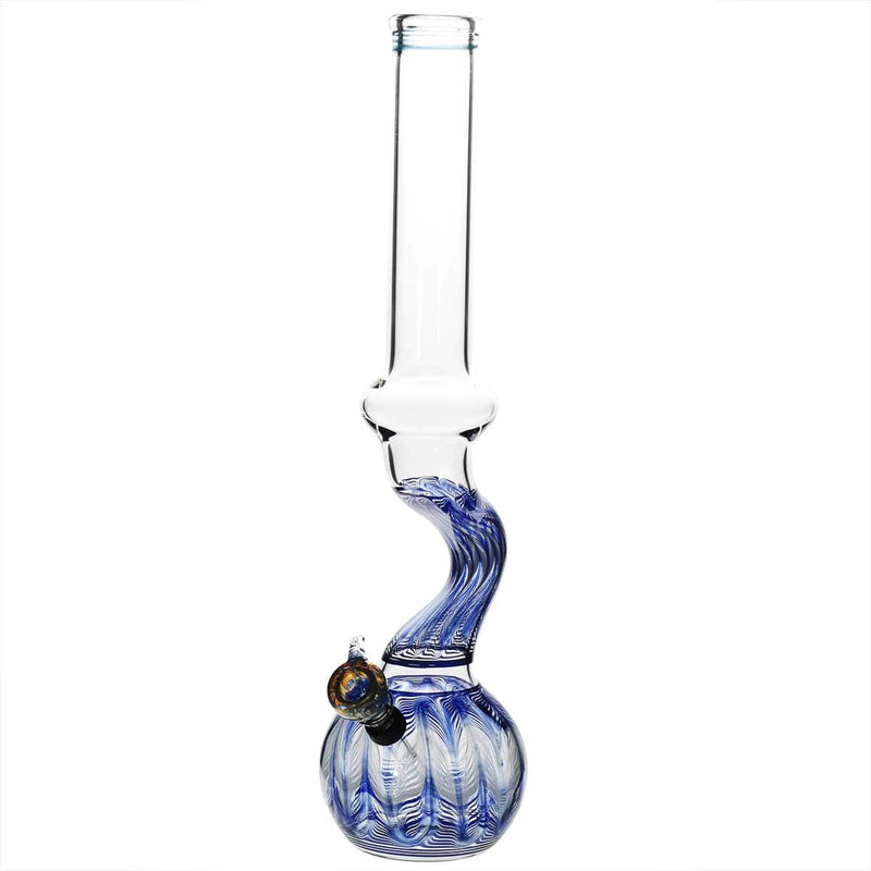 Biohazard Inc Glass Bong 16" Bend Water Pipe w/ Slide - Blue Rake