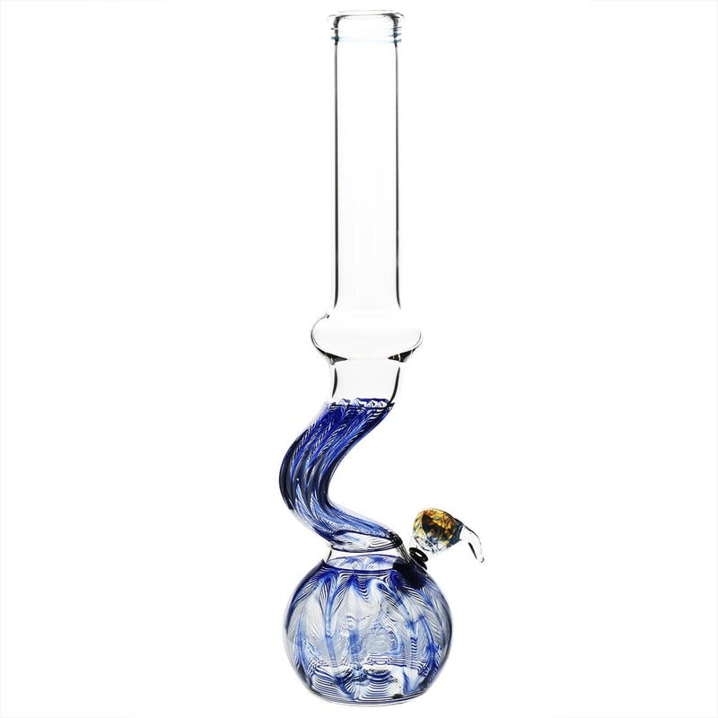 Biohazard Inc Glass Bong 16" Bend Water Pipe w/ Slide - Blue Rake