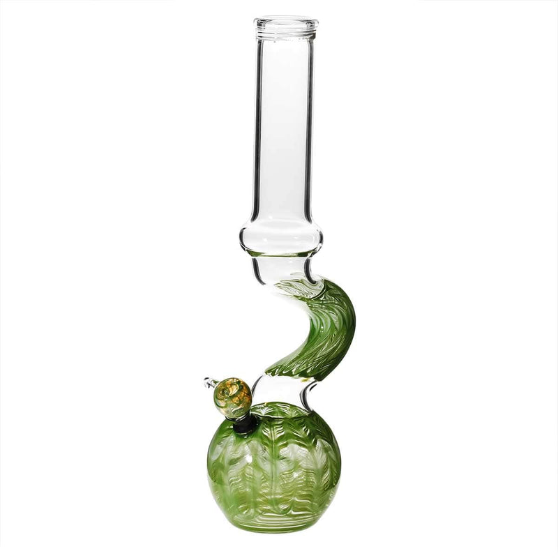 Biohazard Inc Glass Bong 16" Bend Water Pipe w/ Slide - Green Rake