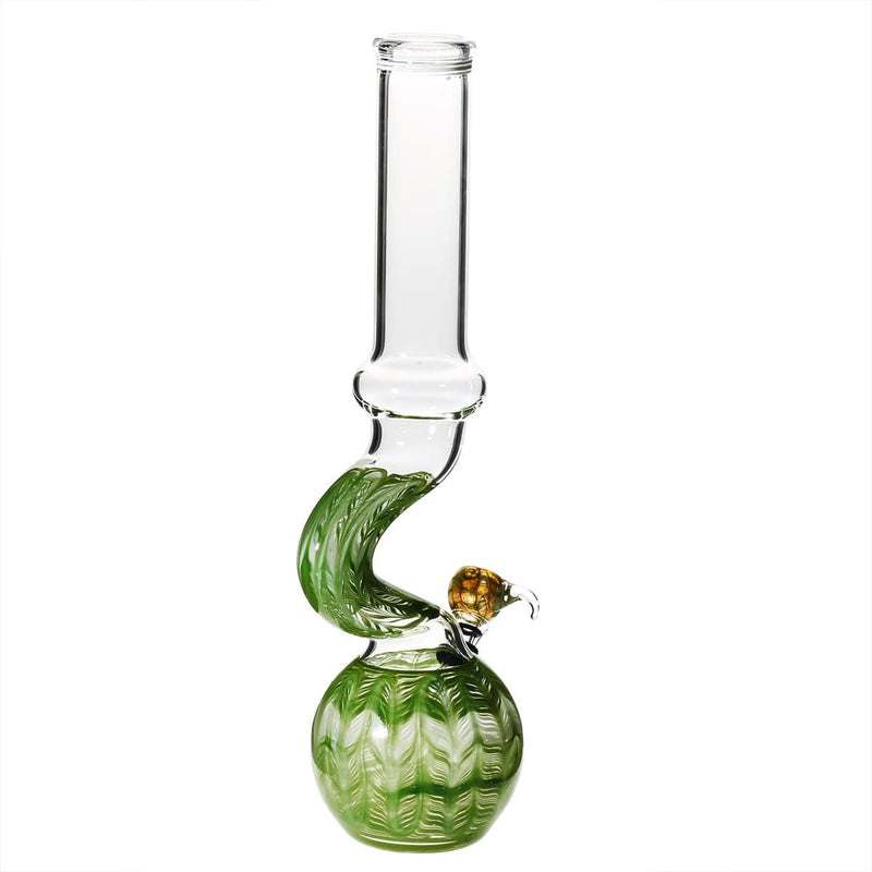 Biohazard Inc Glass Bong 16" Bend Water Pipe w/ Slide - Green Rake