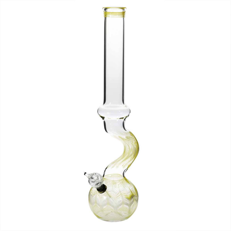 Biohazard Inc Glass Bong 16" Bend Water Pipe w/ Slide - Yellow Rake