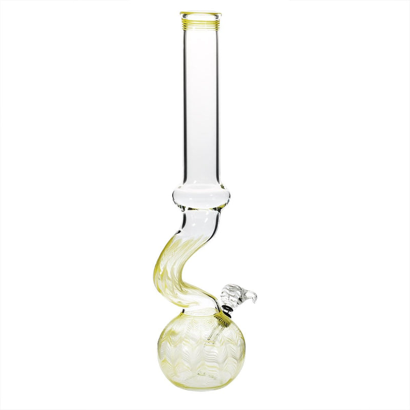 Biohazard Inc Glass Bong 16" Bend Water Pipe w/ Slide - Yellow Rake