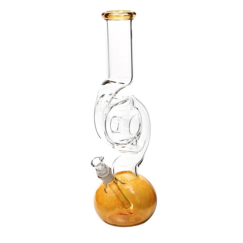 Biohazard Inc Glass Bong 16" Donut Double Hook Water Pipe - Metallic