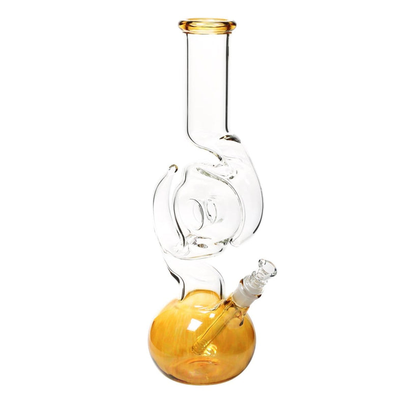 Biohazard Inc Glass Bong 16" Donut Double Hook Water Pipe - Metallic