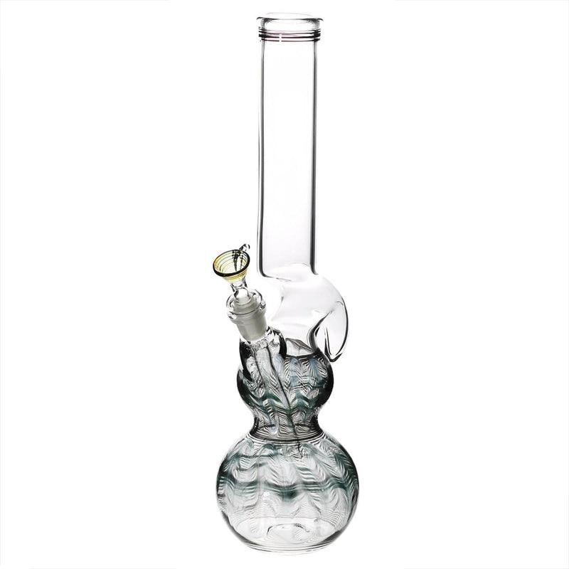 Biohazard Inc Glass Bong 16" Double Bubble Water Pipe with Hook - Black Rake