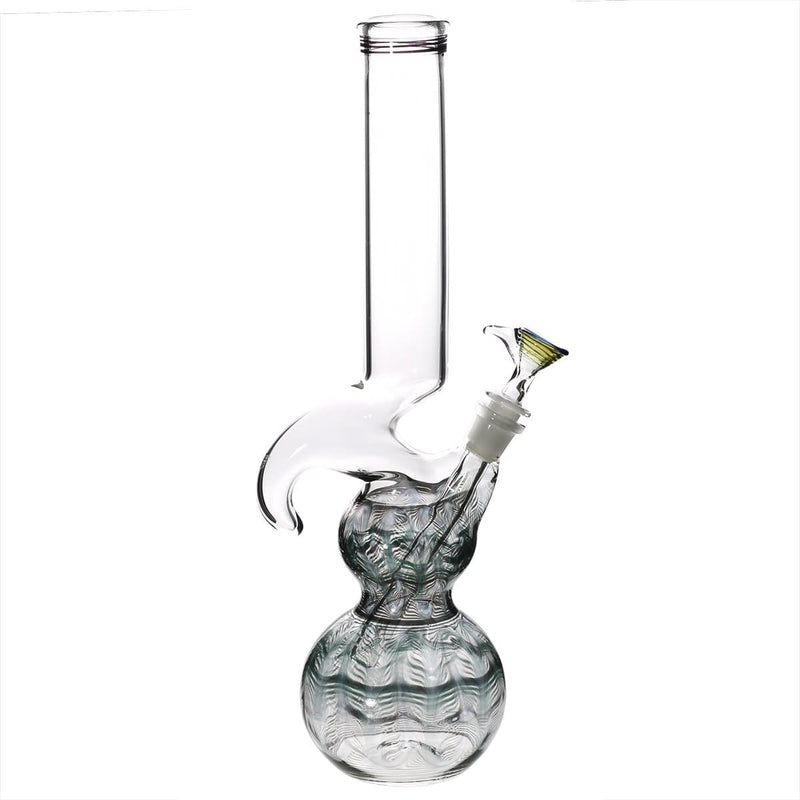 Biohazard Inc Glass Bong 16" Double Bubble Water Pipe with Hook - Black Rake