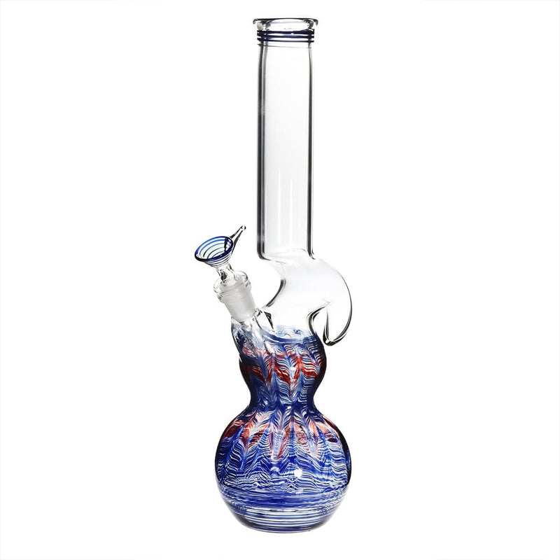 Biohazard Inc Glass Bong 16" Double Bubble Water Pipe with Hook - Blue Rake