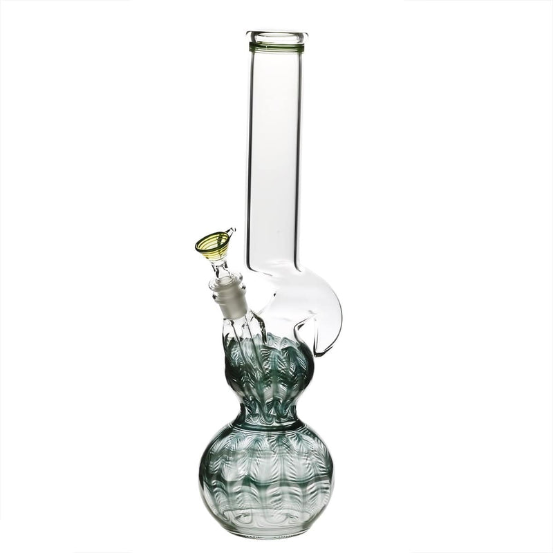 Biohazard Inc Glass Bong 16" Double Bubble Water Pipe with Hook - Green Rake