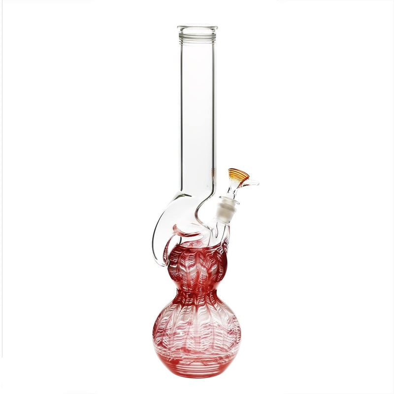 Biohazard Inc Glass Bong 16" Double Bubble Water Pipe with Hook - Red Rake