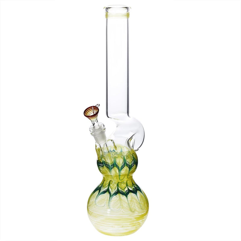 Biohazard Inc Glass Bong 16" Double Bubble Water Pipe with Hook - Yellow Rake