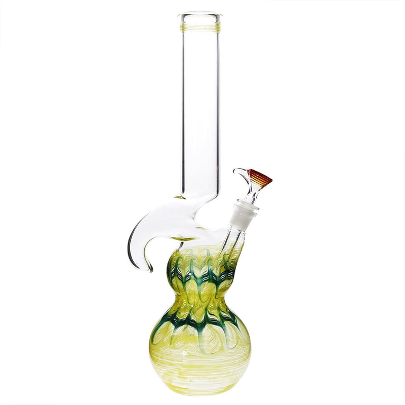 Biohazard Inc Glass Bong 16" Double Bubble Water Pipe with Hook - Yellow Rake