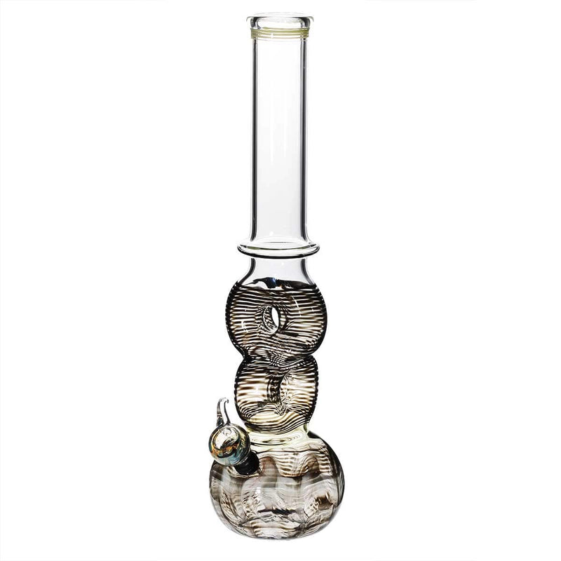 Biohazard Inc Glass Bong 16" Double Donut Water Pipe w/ Slide - Black Rake