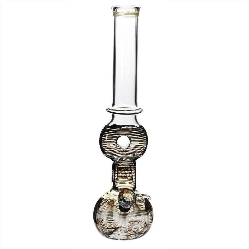 Biohazard Inc Glass Bong 16" Double Donut Water Pipe w/ Slide - Black Rake